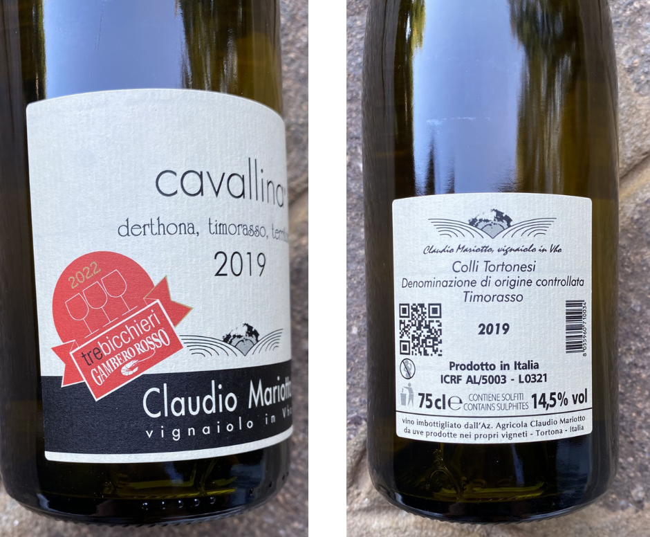 Colli Tortonesi Timorasso D.O.C. Cavallina Claudio Mariotto