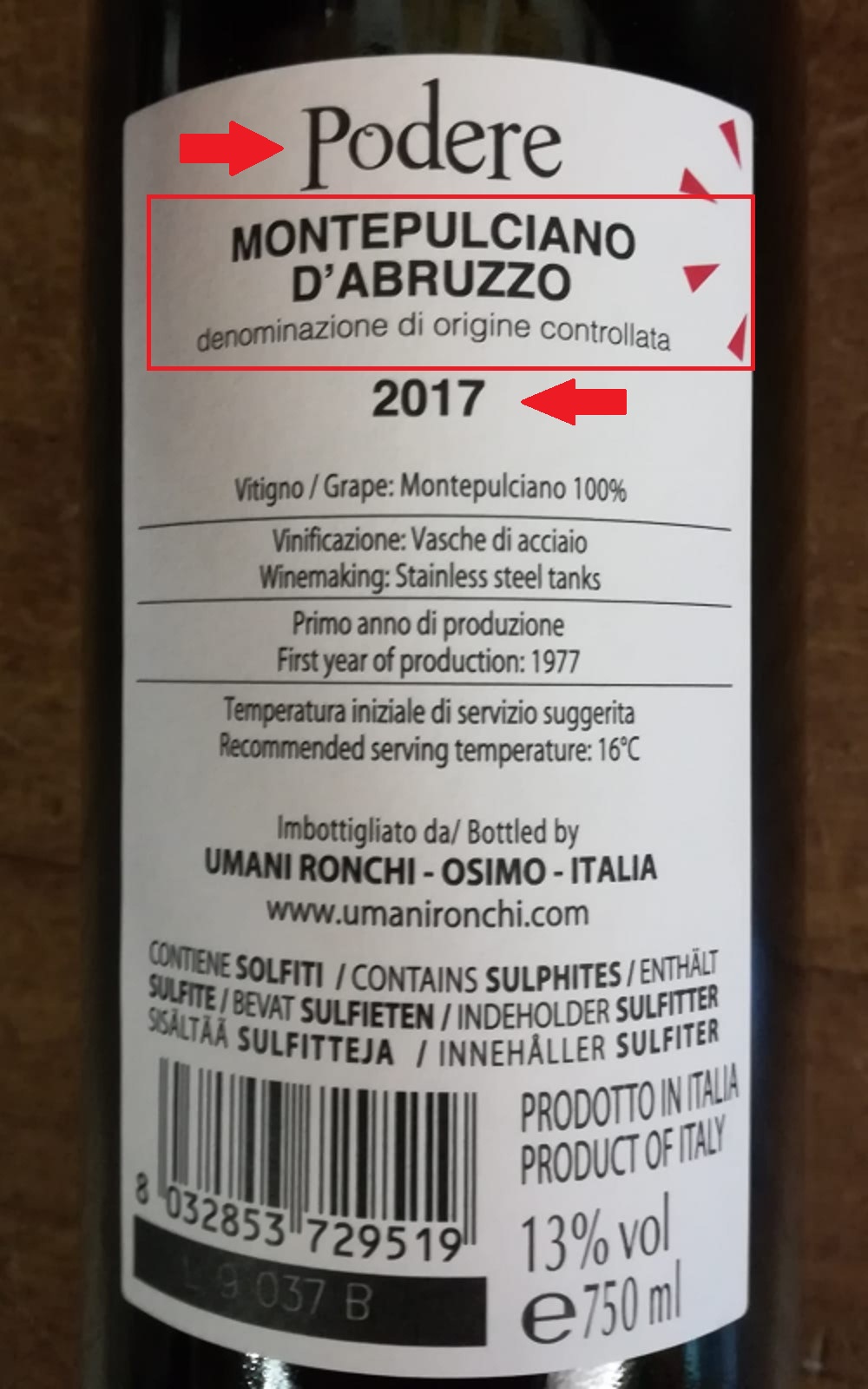 Denominazione del Vino