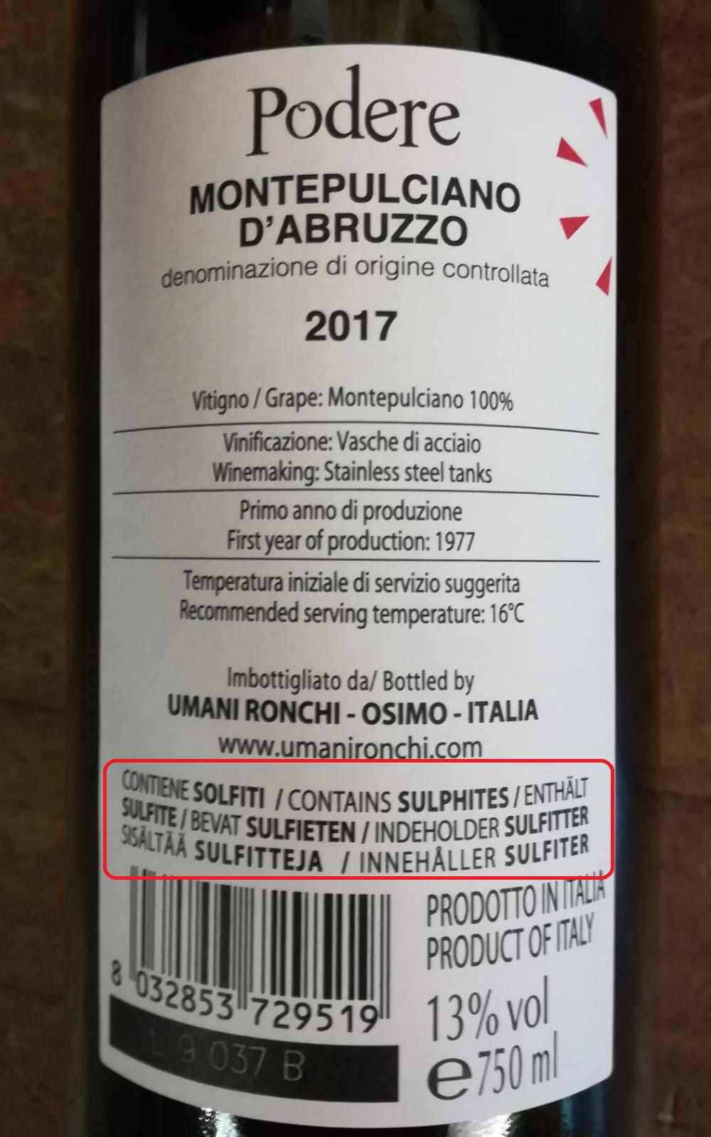 Presenza o meno di Solfiti